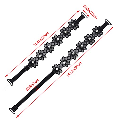 obmwang 3 Pairs Women's Bra Straps Lace Flower Elastic Adjustable Underwear Strap Replacement Shoulder2