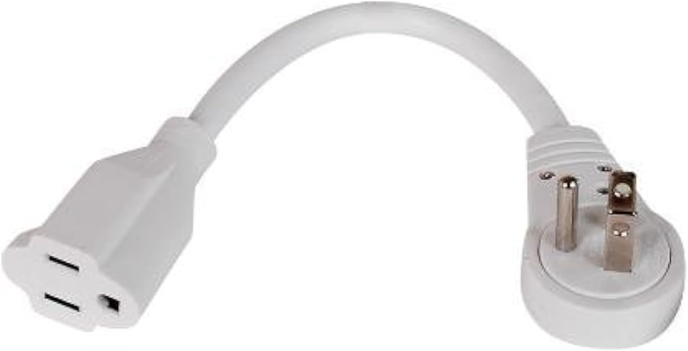 Stellar Labs 6" Extension Cord with Flat 360 Degree Rotating Plug, 14AWG White