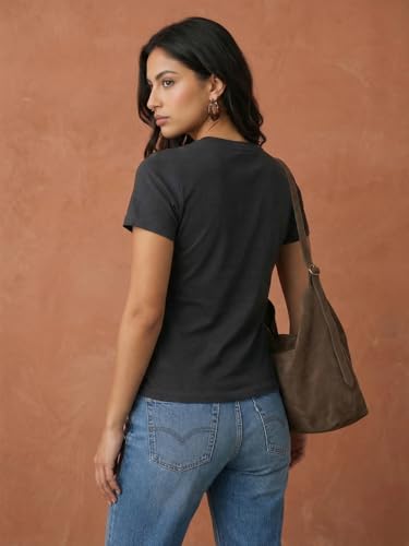 Image of Nobero Women's Graphic Printed T-Shirt | Regular Fit 180 GSM Cotton Tee for Women | Comfortable Round Neck Casual Wear