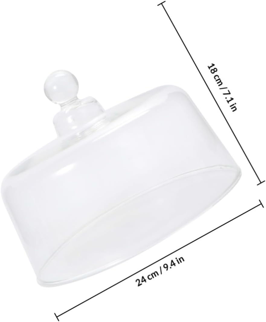 Glass Cover and Fruit Display Dome, Large 24cm Diameter X 18cm Height, Dustproof Dessert Cake Shield for Micro Landscape Protection and Food Presentation