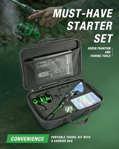 Ghosthorn Fishing Rod and Reel Combo Graphite Telescoping Fishing Pole Portable Travel Kit with Carrier Bag for Freshwater Saltwater - Image 3