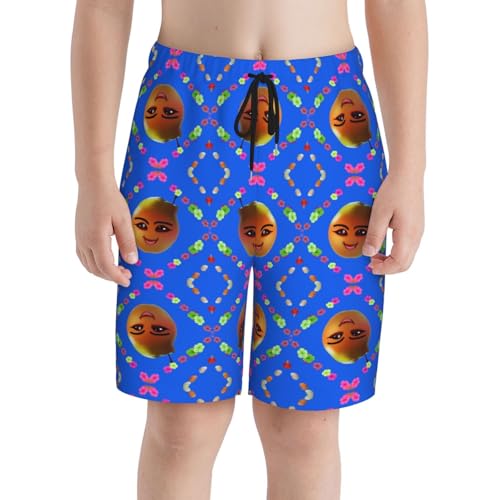 Smiley Yellow Pear Youth Beach Pants, Soft and Breathable, with Drawstring Waist, Suitable for Sports and Leisure.3