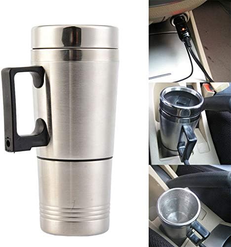 Miniatura 2 de Caldera de coche Sunsbell - Taza de viaje calentada de acero inoxidable, calentador de taza de café para automóvil con tapa