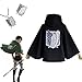 HSST Cosplay Manga Attaque des Titans Costume de Carnaval D駵isement Cape Cloak Cloak de Cosplay,L,Noir-Noir Cape