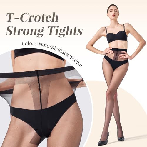 3 Pairs Sheer Pantyhose for Women T-Crotch Tights 20D Ultra Thin High Waist Stockings2