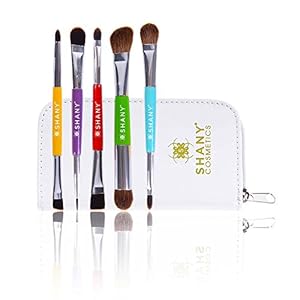 SHANY 5 Piece Double Sided Essential Brush Set with Travel Pouch, The Double Trouble