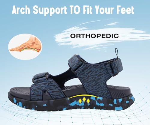 Image of KuaiLu Mens Hiking Sandals with Orthopedic Arch Support Footbed | Sport Recovery Athletic Walking Sandals For Man Outdoor Summer Casual Thick Cushion Beach Water Fisherman Sandal Size 7-15