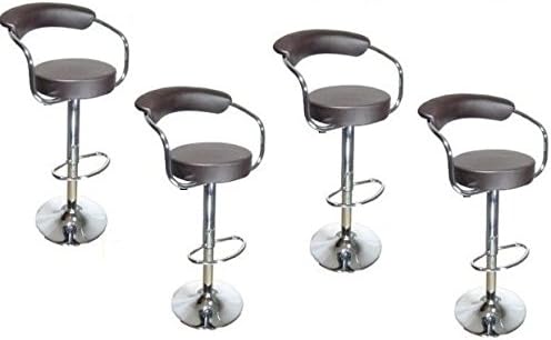 4 Modern Adjustable Counter Swivel Pub Style Bar Stools / Barstools Brown