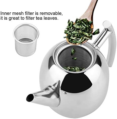 Stainless Steel Teapot Set, Tea Pot Metal Teapot with Filter, Coffee Pot Kettle, Mirror Polished, Silver Steel Teapot Suitable for Restaurants, Conference Rooms, Living Room(1000ML)