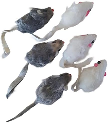 Real Rabbit Fur Mice Cat Toys 6-pack
