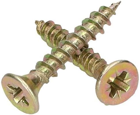 Close-up of two gold mounting screws