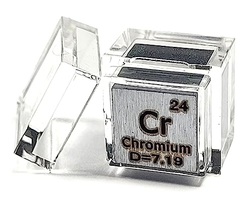 Image of 0.39 inch 10mm Chromium Metal Cube Cr up to 99.9% Pure Periodic Table Element Engraved Density Collection Science Education Display Block Cube + Acrylic Case Box - 1PC