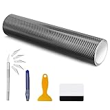 【Más fácil de aplicar y quitar】 La fibra de carbono del automóvil no es demasiado gruesa, es más fácil de aplicar en superficies curvas. Película autoadhesiva de carbono con parte posterior con canales de aire para que el aire pueda escapar durante la aplicación. Se puede quitar y volver a montar fácilmente sin perder adherencia.