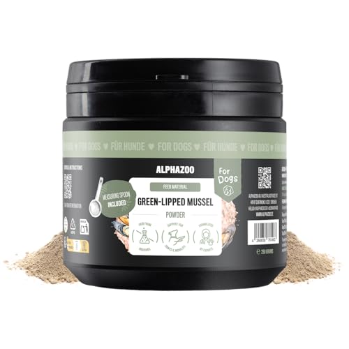 alphazoo Grünlippmuschel-Pulver 250g für Hunde – 60% Rohprotein, 3,1% Gag & wertvolle Omega-3 – Vollfettqualität – gefriergetrocknet – aus Neuseeland - in Deutschland abgefüllt