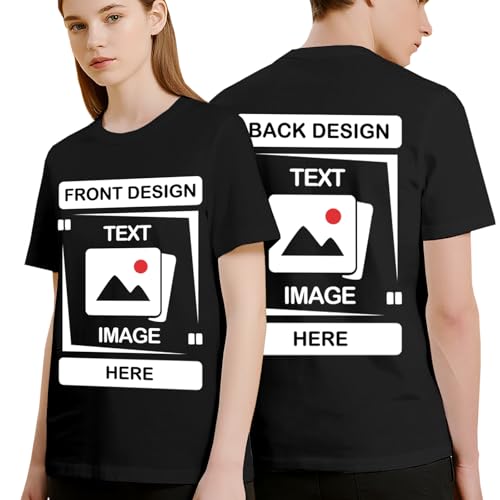 Custom T Shirts with Photo Text - Double-Sided Custom Shirt, Personalized Shirts for Gifts/Logo,100% Cotton/Unisex