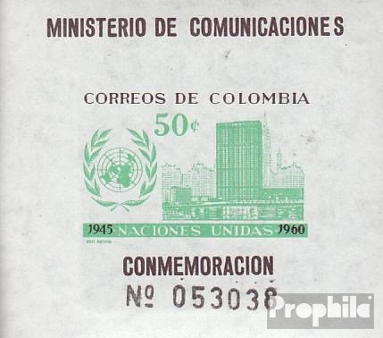 MNH ** MNH Prophila Collection Colombia Block 21 (Completa Edizione) MNH ** MNH 1960 15 Anni ONU (Francobolli per i Collezionisti)