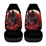 BIGCARJOB Wolves Car Seat Cover Full Set Universal Fit Car Interior Accessories Set Rose Auto Seat Cover Women Auto Interior Seat Protector Saddle Blanket