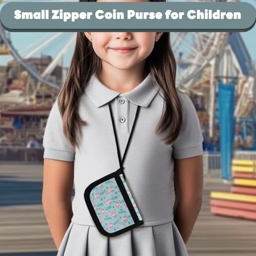 Axolotl Print Girls Zipper Wallet Small Bifold Wallets for Toddler Girls Lightweight Mini Purse with Neck Lanyard Coin Pocket Card Slots Daily Essential3