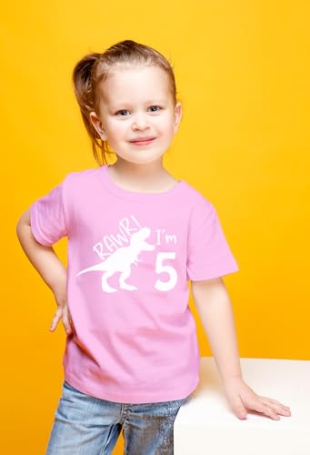 Image of rawr im 5 Year Old Girl Birthday Shirt Dinosaur Roar Five 5th Toddler Outfit Fifth