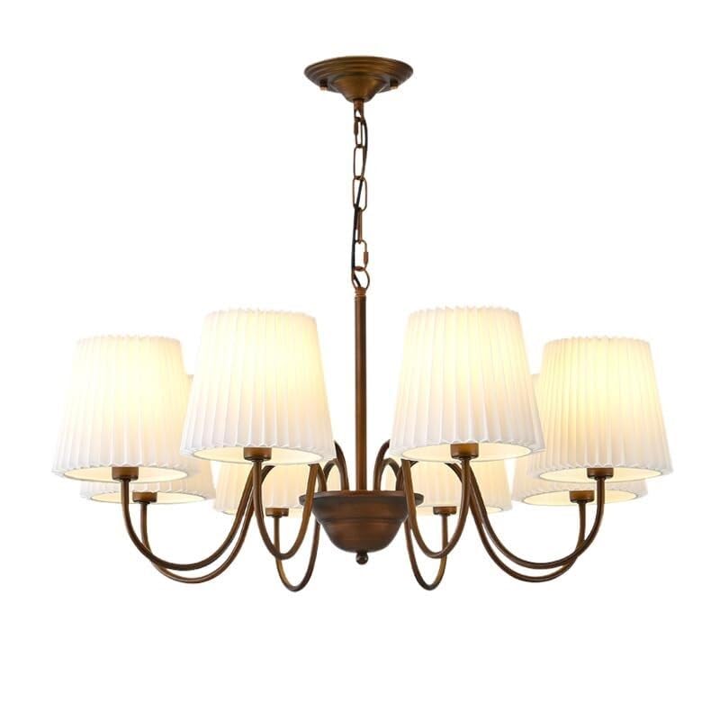Lustre en bronze huilé d'exception avec abat-jour en tissu pour une décoration raffinée