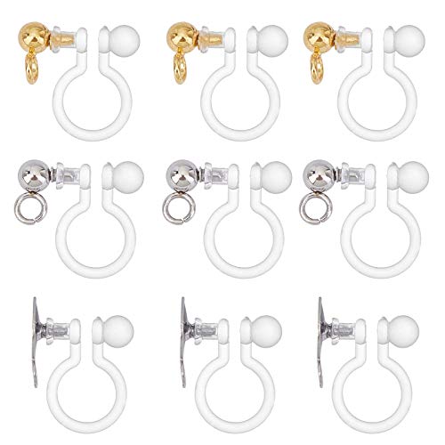 Unicraftale About 30Pcs 3 Styles Clip-On Earring Component 304 Stainless Steel Findings Golden & Stainless Steel Color Clip-On Earring With Loop For Diy Earring Jewelry Making #TOP14