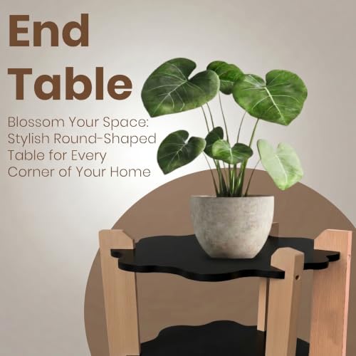 Image of Modern Flower Side Table, Home Decor for Living Room, Bed Side Tables for Bed Room, stools for Home, Furniture for Home, 2-Tier White Shelves
