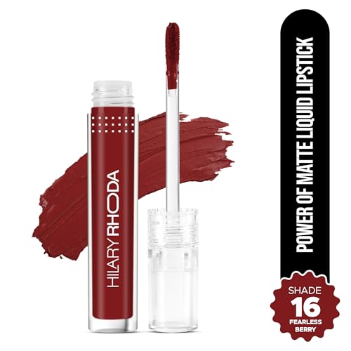 Image of Hilary Rhoda Power Of Matte Liquid Lipstick | Buildable Colour | Long Lasting & Matte Finish | Lightweight & Non-Drying Formula | Smudge Proof & Non-Transferable | 3ml (Fearless Berry - Shade 16)