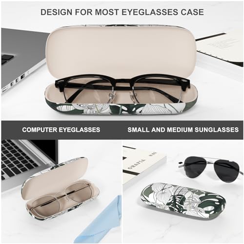 Image of Eyeglasses Case, Portable Hard Shell Protective Case for Glasses, Eyeglass Holder Box for Women with Cleaning Cloth