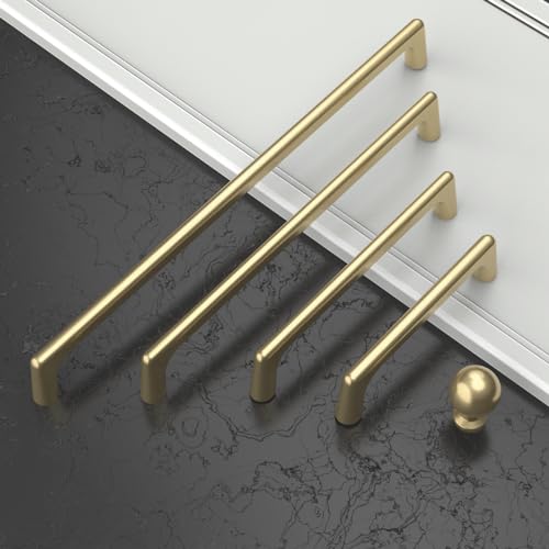 Image of 9BUILD 10 Pack Brushed Gold Cabinet Pulls 8.8 Inch Kitchen Cabinet Handles Cabinet Hardware Kitchen Handles for Cabinets Cupboard Handles Gold Dresser Pulls Drawer Handle