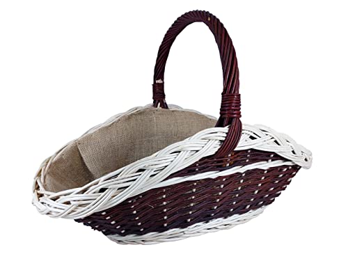 Panier en osier pour bois de chauffage porte-bûches cheminée panier de stockage en osier naturel avec jute ((L) 70 x (B) 44 x (H) 26/43 cm) Cover