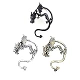 CFISH 3Pieces Halloween Christmas Retro Vintage Black Silver Bronze Punk Temptation Metal Dragon Bit