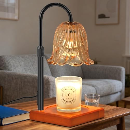 Candle Warmer Lamp, Dimmable Candle Warmer, Height Adjustable, Timer, Bedroom, Living Room, Home Decor, Wax Melter for Scented Wax with 2 Bulbs, Mother's Day Gifts