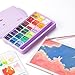 HIMI Twin Cup Jelly Gouache Paint Set with 3 Paint Brushes, 36 Colors 12g, Jelly Cup Design, Non Toxic Paint for Canvas and Paper, Art Supplies for Professionals (Purple Case)