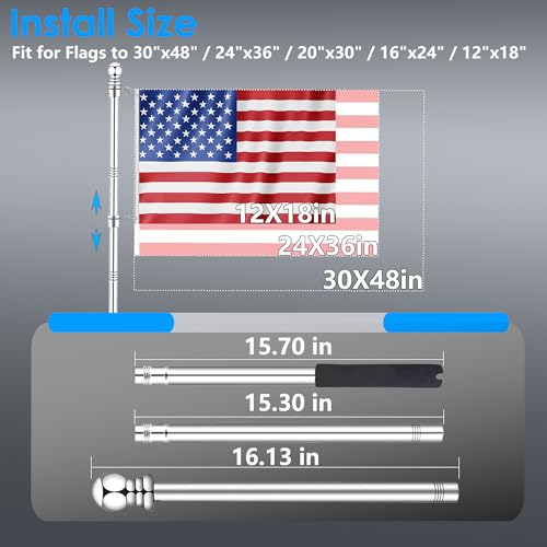 Mât de drapeau de bateau en acier inoxydable de 1,2m finition marine