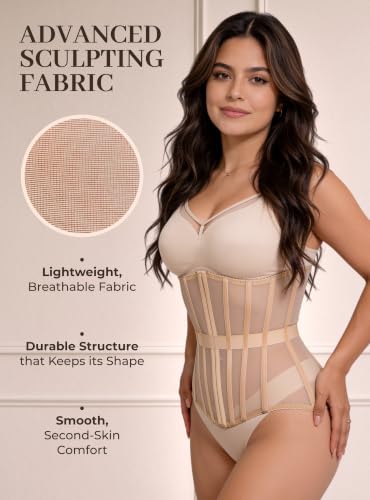 Image of Mesh Corset Waist Trainer for Women - Underbust Corset Lace Up - Waist Cincher Shapewear - Body Shaper