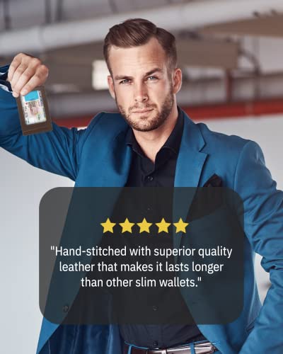 Image of Access Denied Slim Minimalist Wallets For Men & Women - Leather Front Pocket Thin Mens Wallet RFID Credit Card Holder Gifts For Men