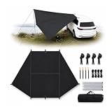 for Toyota FJ Cruiser Car Side Awning, 210D Blackout Oxford SUV Camping Tarp with Suction Cups, Poles, Ropes and Stakes