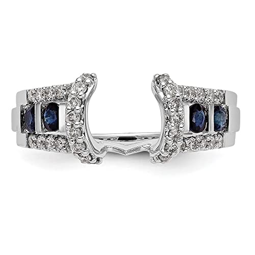 Diamond2Deal 14K White Gold Diamond Sapphire Enhancer Ring Guard Wrap 0.388 cttw3