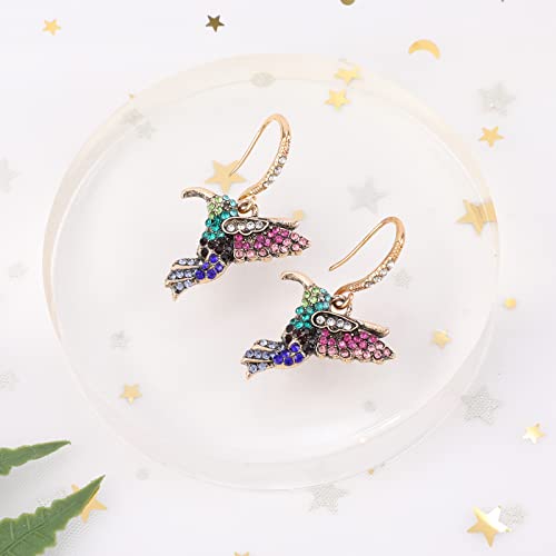 Vintage Dangle Earrings for Women Colorful Rhinestone Dangling Earrings Drop Crystal Statement Earrings Zirconia Aesthetic Preppy Jewelry Gifts, Sunflower, Smile Face, Mushroom, Hummingbird3