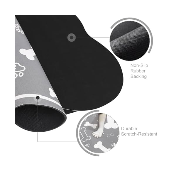 Dog cat food matrapid absorbent pet feeding mat bone shaped dog placemat water bowl mat with rubber backingno stains dog cat food mats indoor pet accessories supplies 12×18 grey  urban country home decor