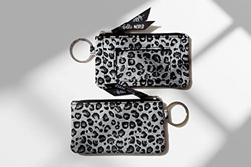 Id Badge Holder For Women Id Case Wallet With Lanyard, Keychain Id Card Holder,Lanyard Wallet For Teens,Zip Id Case With Lanyard (Leopard Grey) #TOP2