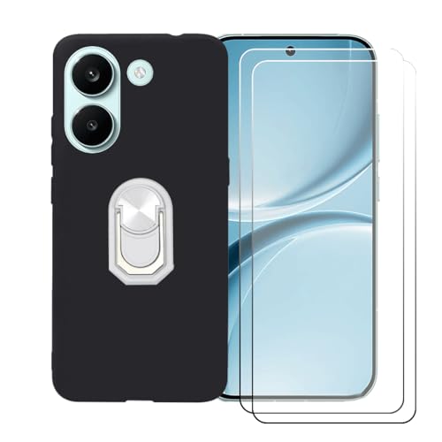 CongJiaLingXi �P�[�X �K�p �� Poco X8 Pro (6.59") �����O�T�|�[�g+ [2�p�b�N]�����K���X�X�N���[���v���e�N�^�[�A�_��ȃV���R�[���V�F���o���p�[TPU�ی�J�o�[�������,��