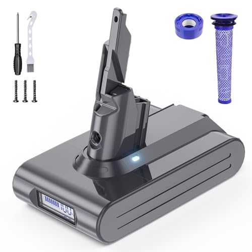 6000mAh for Dyson V7 Replacement Battery, Upgraded Battery for Dyson V7, Compatible with V7 Series SV11 Fluffy Motorhead Animal Absolute Trigger Total Car+Boat Vacuum Cleaner with Accessories