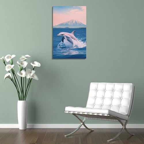 Poster original à rayures dauphin moderne avec impression sur toile de qualité - 5