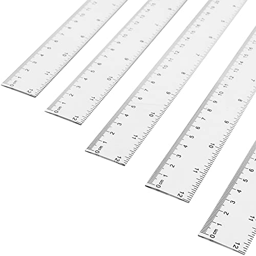 MUKCHAP 20-Piece 30cm/12 Inch Plastic Ruler Set, Clear Straight Ruler with Inches and Metric - Image 3