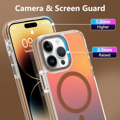 Image of Magnetic Case for iPhone 14 Pro Max [Compatible with Magsafe] [Cute Fashion Fluorescent Design] [1 Screen Protector] Slim Translucent Matte Case for iPhone 14 Pro Max 6.7 inch 2022, Desert