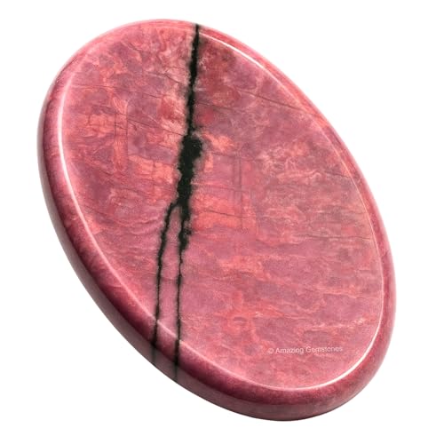 Image of Amazing Gemstone Rhodonite Worry Stone - Pink Crystal for Stress Relief & Meditation