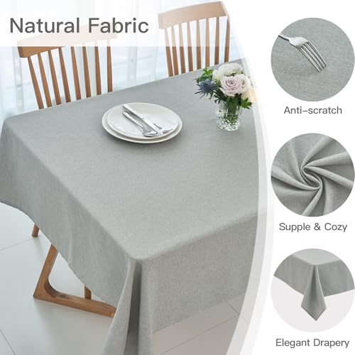 maxmill Linen Texture Tablecloth Water Resistant Antiwrinkle Spillproof Wipeable Washable Soft Fabric Table Cloth for Dining Room, Buffet Banquet Party Holiday, Rectangular 60 x 108 Inch, Light Grey by maxmill - Used condition - Image 4