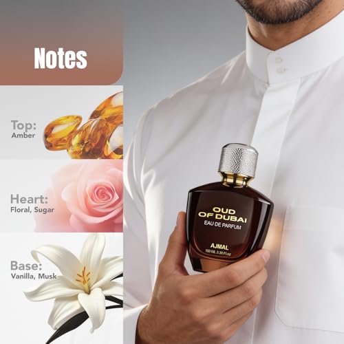 Image of Ajmal | Intense Iconic Perfume Gift Set for Men | Oud of Dubai Perfume 100 ml + Wallet | Premium Eau De Parfum | Long Lasting Fragrance for Men | Luxury Gift Set for Men, Gift for Father, Gift for Husband