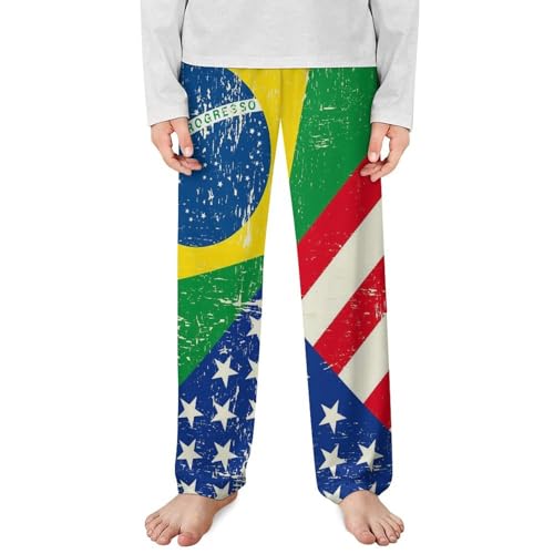 Brazil And USA FlagChildren's Casual Pajamas150CM